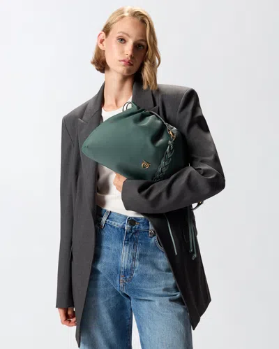 Pinko Large Shoulder Clutch In Leather With Love Birds Logo