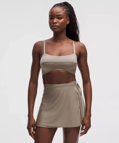 Lululemon Satin Spaghetti-strap Yoga Bra In Gray