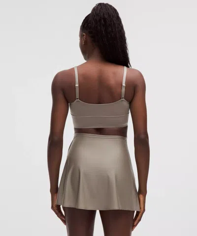 Lululemon Satin Spaghetti-strap Yoga Bra In Gray