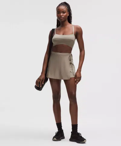 Lululemon Satin Spaghetti-strap Yoga Bra In Gray