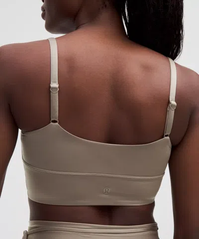 Lululemon Satin Spaghetti-strap Yoga Bra In Gray
