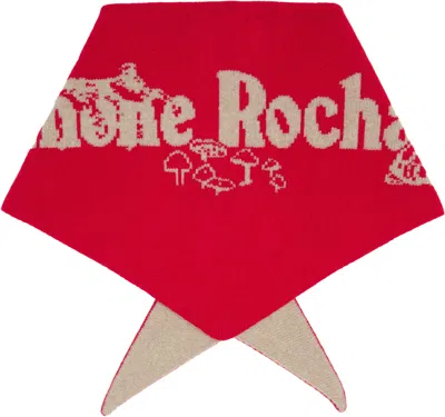 Simone Rocha Graphic Logo Wool And Cashmere-blend Neckerchief In Red