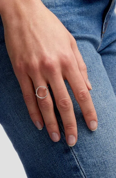 Monica Vinader Diamond And Sterling Silver Riva Circle Ring In Silver