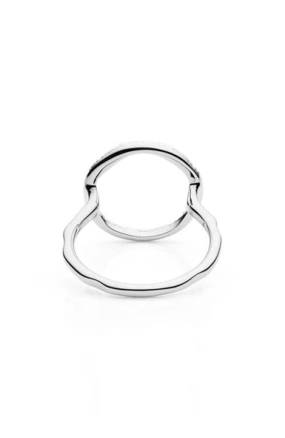 Monica Vinader Diamond And Sterling Silver Riva Circle Ring In Silver