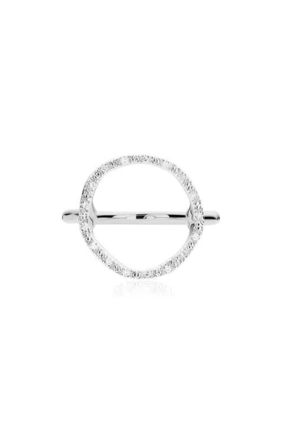 Monica Vinader Diamond And Sterling Silver Riva Circle Ring In Silver