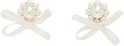 Simone Rocha Petite Bow Daisy Stud Earrings In Blue