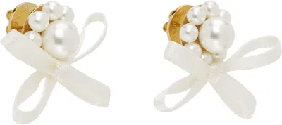 Simone Rocha Petite Bow Daisy Stud Earrings In Blue
