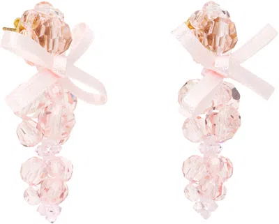 Simone Rocha Petite Bow Cluster Earrings In Pink