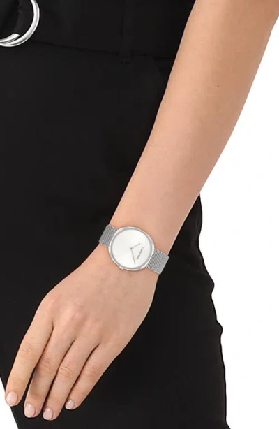 Calvin Klein Mesh Strap Watch, 36.6mm In Silver