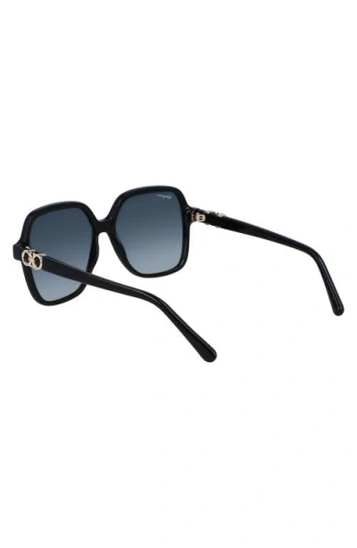 Ferragamo 57mm Gradient Rectangular Sunglasses In Black