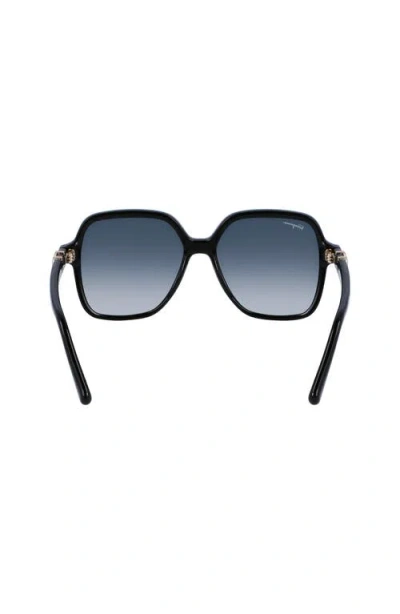 Ferragamo 57mm Gradient Rectangular Sunglasses In Black