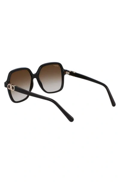 Ferragamo 57mm Gradient Rectangular Sunglasses In Black