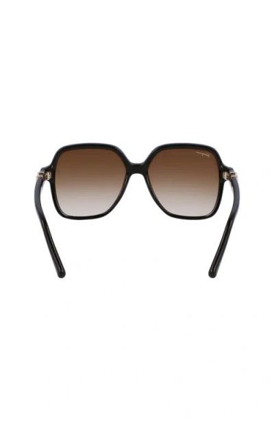 Ferragamo 57mm Gradient Rectangular Sunglasses In Black