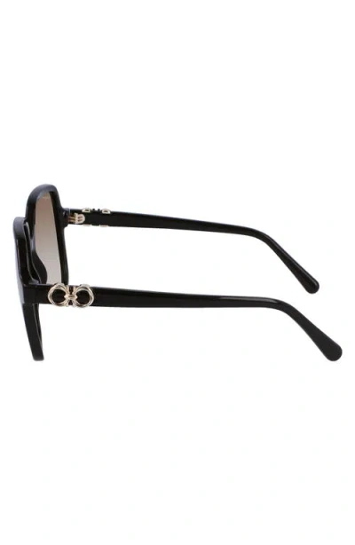 Ferragamo 57mm Gradient Rectangular Sunglasses In Black