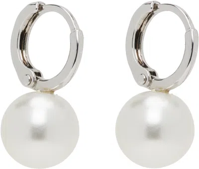 Simone Rocha Small Pearl Hoop Earrings In Brown