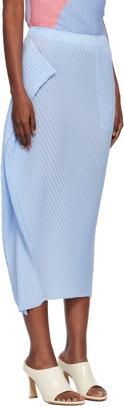 Issey Miyake Blue Soft Fold Pleats Midi Skirt In Blue