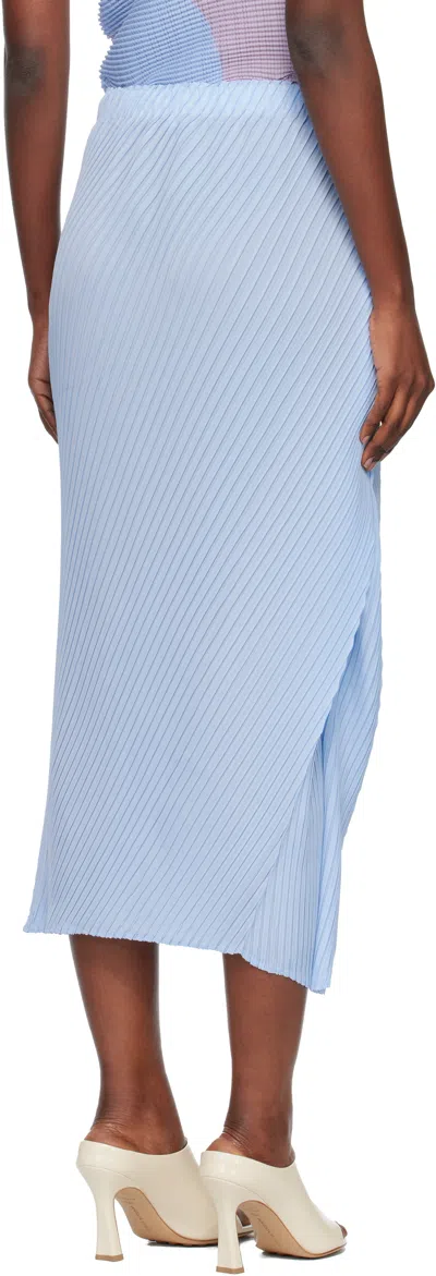 Issey Miyake Blue Soft Fold Pleats Midi Skirt In Blue