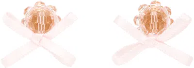 Simone Rocha Petite Bow Daisy Satin Earrings In Pink