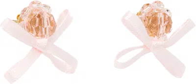 Simone Rocha Petite Bow Daisy Satin Earrings In Pink