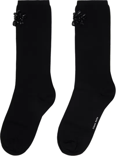 Simone Rocha Black Beaded Flower Cluster Socks In Black