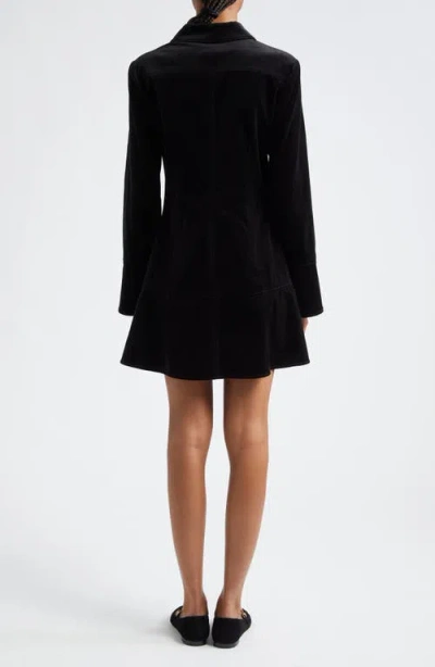 Cinq À Sept Jocelyne Long Sleeve Stretch Velvet Shirtdress In Black
