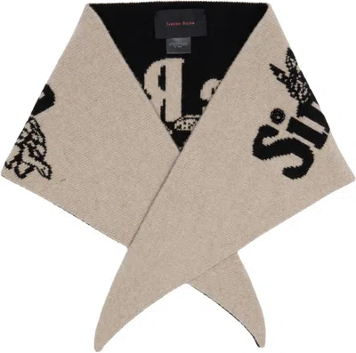 Simone Rocha Graphic Logo Knitted Scarf In Neutral