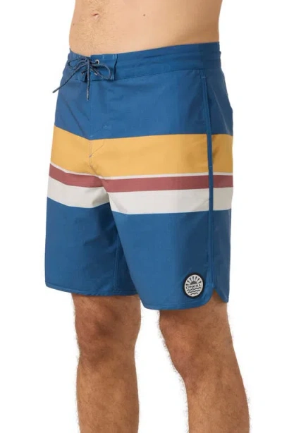O'neill Cruzer Stripe Scallop Swim Trunks In Blue