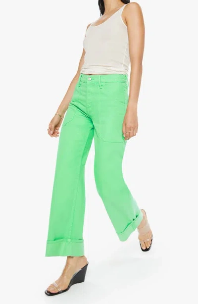 Mother Smoothie Carpenter Sneak High Waist Pants In Summer Green In Green
