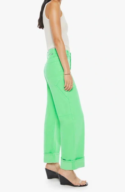 Mother Smoothie Carpenter Sneak High Waist Pants In Summer Green In Green