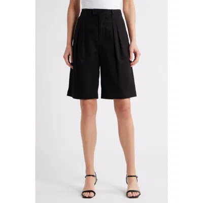 Steve Madden Ivana Pleated Front Cotton Shorts In Black