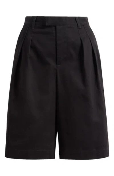 Steve Madden Ivana Pleated Front Cotton Shorts In Black