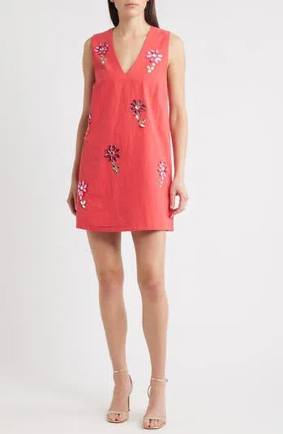 Sister Jane Field Crystal Cotton Minidress In Red