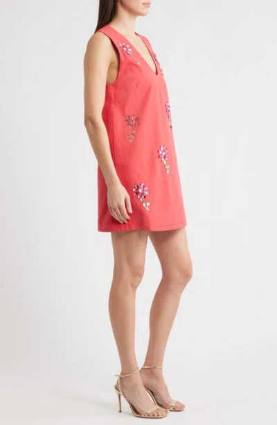 Sister Jane Field Crystal Cotton Minidress In Red