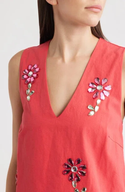 Sister Jane Field Crystal Cotton Minidress In Red