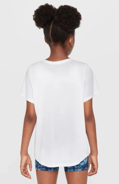 Nike Dri-fit One Big Kid Girls Crew Neck Short Sleeve Regular Fit Graphic T-shirt In White
