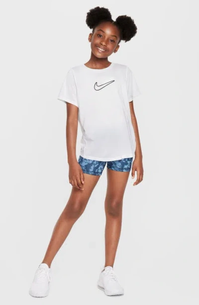 Nike Dri-fit One Big Kid Girls Crew Neck Short Sleeve Regular Fit Graphic T-shirt In White