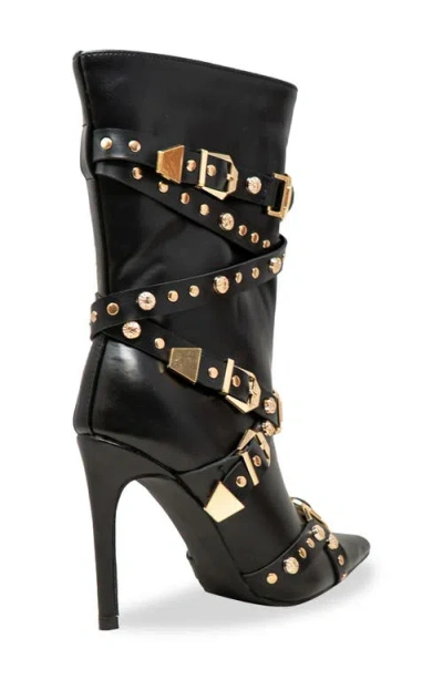 Chase & Chloe Chase And Chloe Adonis Stud Embellished Boot In Black