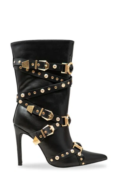 Chase & Chloe Chase And Chloe Adonis Stud Embellished Boot In Black