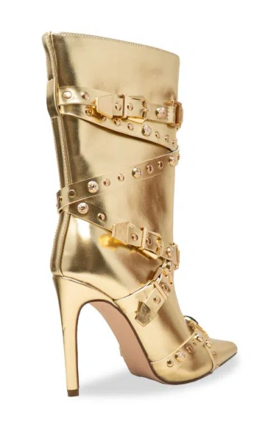 Chase & Chloe Chase And Chloe Adonis Stud Embellished Boot In Gold