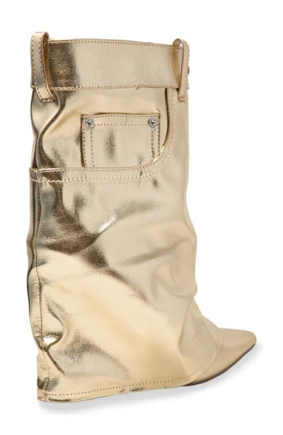 Chase & Chloe Chase And Chloe Adonis Foldover Ankle Bootie In Gold