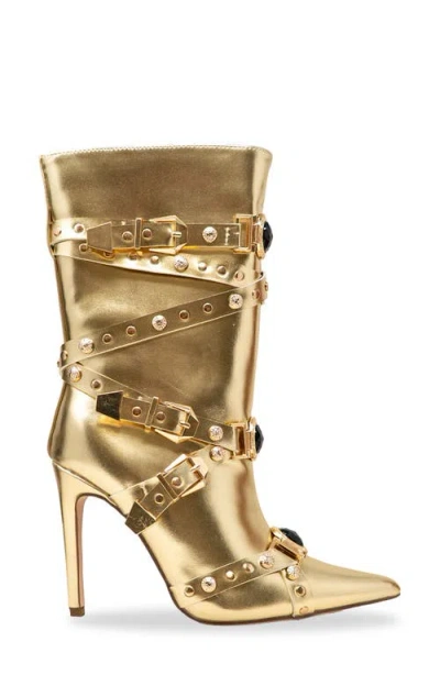 Chase & Chloe Chase And Chloe Adonis Stud Embellished Boot In Gold