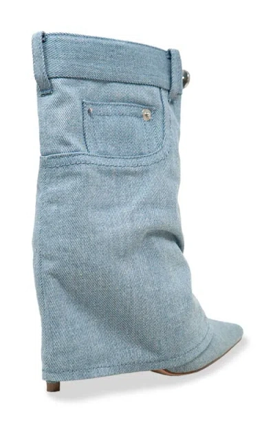 Chase & Chloe Chase And Chloe Adonis Foldover Ankle Bootie In Blue