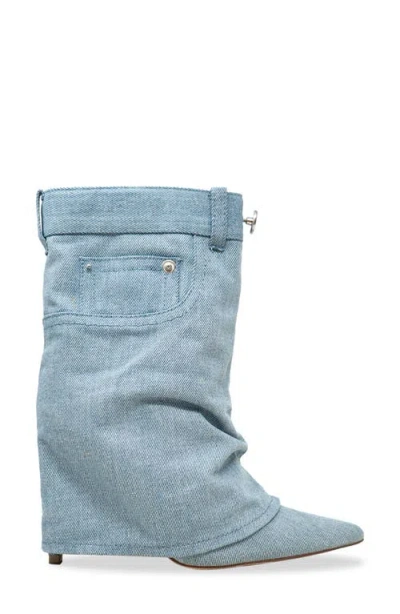 Chase & Chloe Chase And Chloe Adonis Foldover Ankle Bootie In Blue