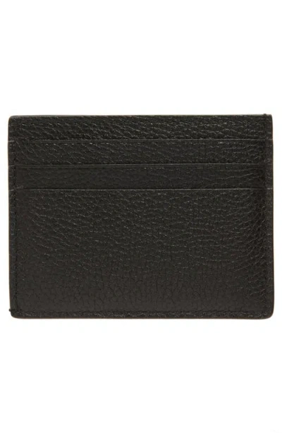 Tom Ford Black Card Holder With Embossed Logo Lettering On The Front In Grained Leather Man In Black