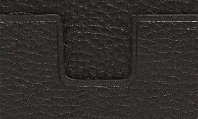 Tom Ford Black Card Holder With Embossed Logo Lettering On The Front In Grained Leather Man In Black