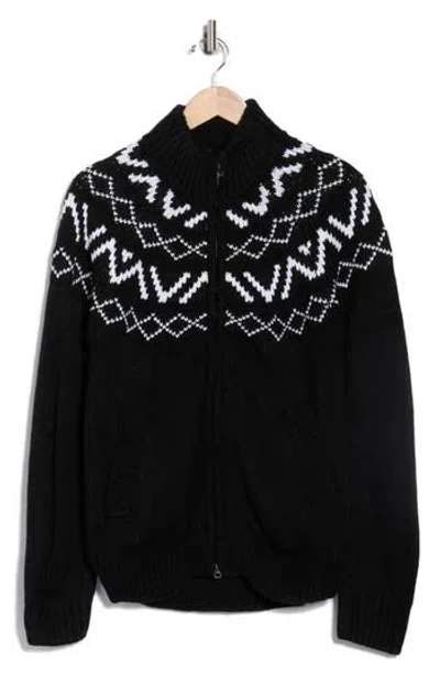 Rdi Fair Isle Quarter Zip Pullover In Black