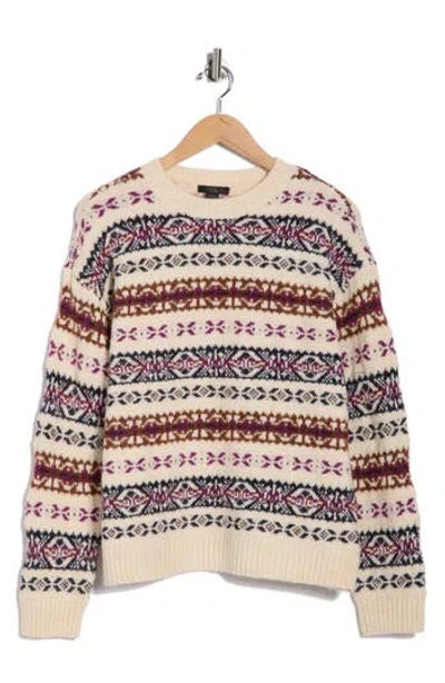 Rdi Fair Isle Pullover Sweater In White