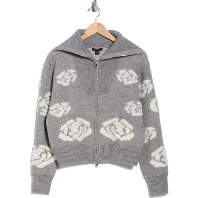 Rdi Troyer Roses Quarter Zip Pullover In Gray