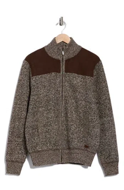 Buffalo Jeans Weldon Zip Cardigan In Brown