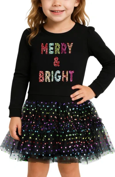 Zunie Kids' Drop Waist Sequin Tutu Dress In Black